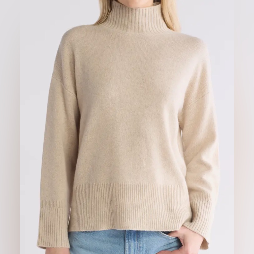 Frame Cashmere High-Low Turtleneck Sweater